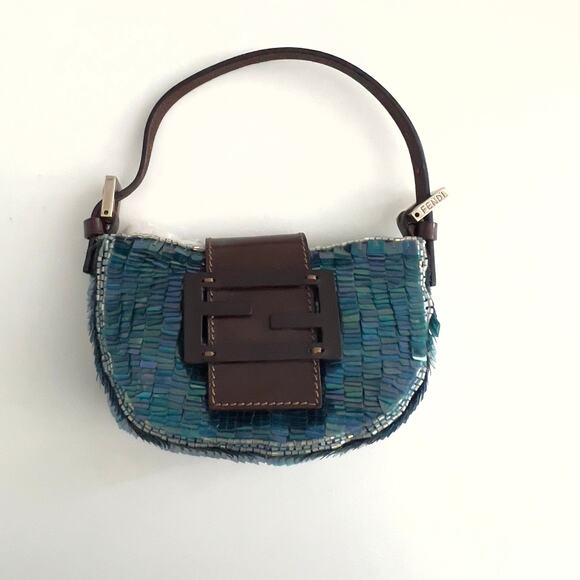 Vintage Fendi Blue Sequin Crossiant - Picture 2 of 7